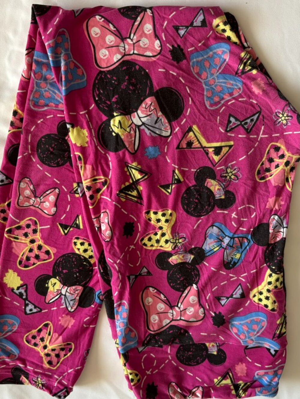 LuLaRoe TC Leggings Minnie Heads Patterned Bows Fuchsia Disney